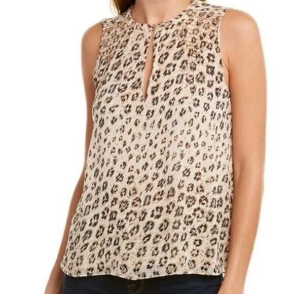 NWT Joie Corie Leopard Animal Print Silk Sleeveless Blouse Sz M - Picture 3 of 12